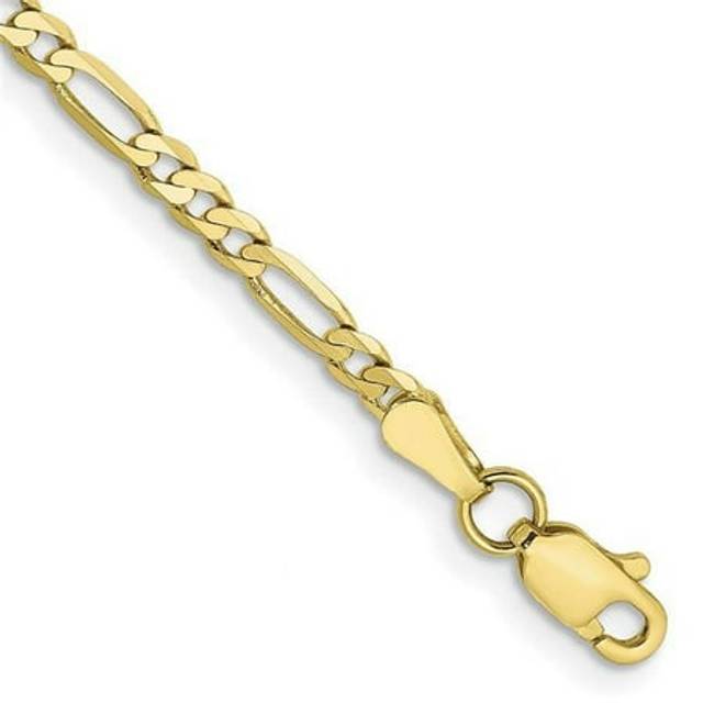 10K Yellow Gold 2.75 mm Flat Figaro Chain 8 in. Bracelet