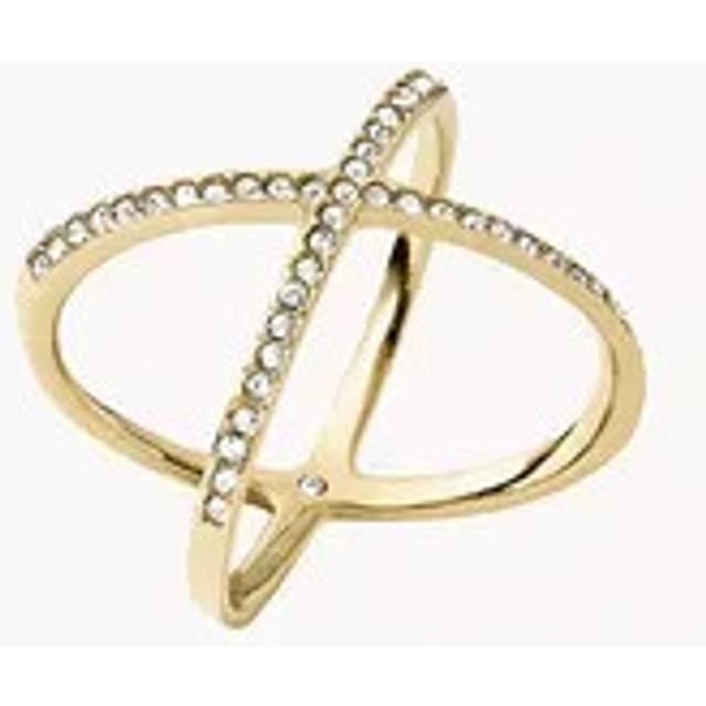 Michael Kors Stainless Steel and Pav? Crystal X Ring for Women  Size: 5  Color: Gold (Model: MKJ4171710)