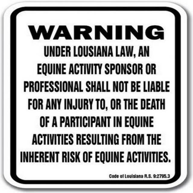 SignMission A-1218 Equine - Lousiana 12 x 18 in. Lousiana Equine Aluminum Sign - Warning Statute Horse Farm