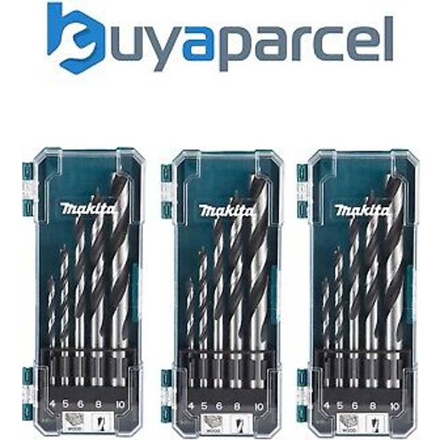 Makita D-72861 5 Piece Brad Point Wood Drill Bit Set 4 5 6 9 10mm Bits +Case x 3