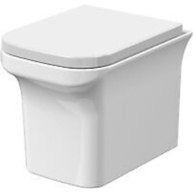Rimless Wall Hung Square Toilet Pan & Soft Close Seat - 390mm x 340mm x 480mm