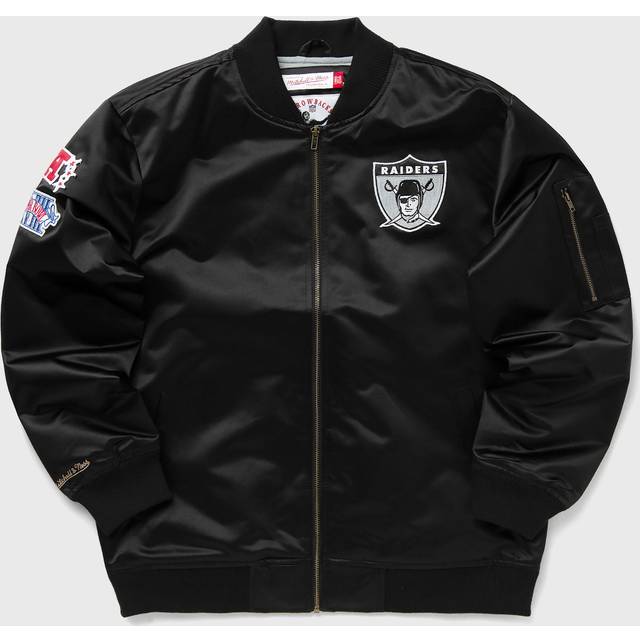 Mitchell & Ness, Bomber Jackets, male, Black, L, Oakland Raiders Lightweight Satin Bomber Jacket