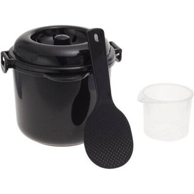 dretec Kakusei Microwave Rice Cooker with Bincho Charcoal 2 Cup Cooker Chibikuro-chan black