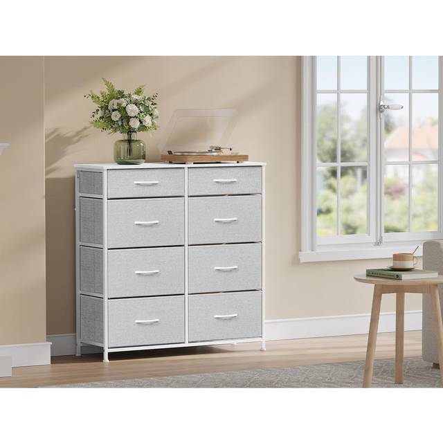 Rebrilliant Chest of drawers with 8 fabric drawers White 89cm H X 86cm W X 30cm D