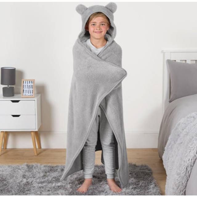 Bear hooded blanket teddy fleece throw over bed supersoft warm plush sofa chair
