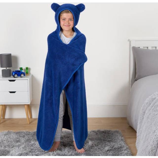OHS Kids Teddy Hooded Blanket - Blue