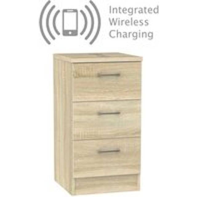 Elmsett Wireless Charger Slim Chest of Drawers Natural 3 Drawers
