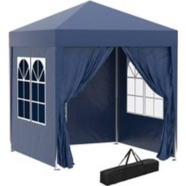 2m x 2m Garden Pop Up Gazebo Marquee Party Tent Wedding Awning Canopy New With free Carrying Case Blue + Removable 2 Walls 2 Windows