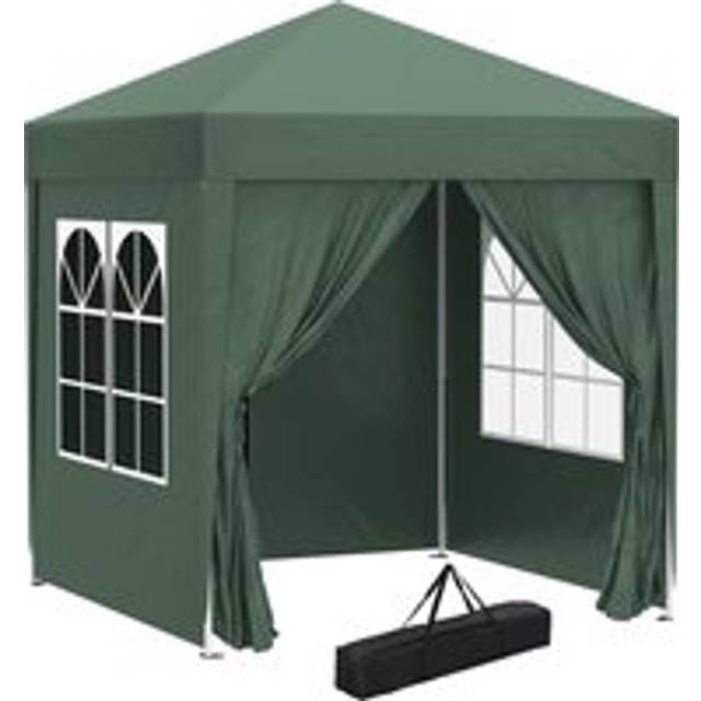 2m x 2m Garden Pop Up Gazebo Marquee Party Tent Wedding Awning Canopy New With free Carrying Case Green + Removable 2 Walls 2 Windows
