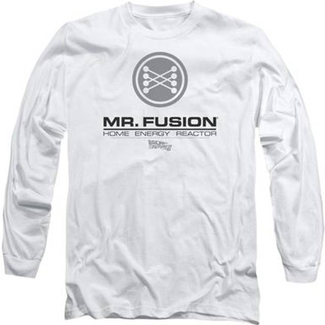 Trevco Sportswear UNI359-AL-3 Back to the Future II Mr. Fusion Logo Adult Long Sleeve T-Shirt, White - Large