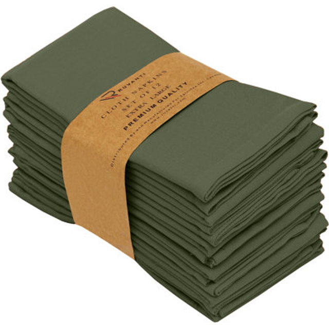 Ruvanti Cloth Napkins set of 12  18x18 Inches Napkins Cloth Washable  Soft  Durable  Absorbent  Cotton Blend. Table Dinner Napkins Cloth for Hotel  Lu