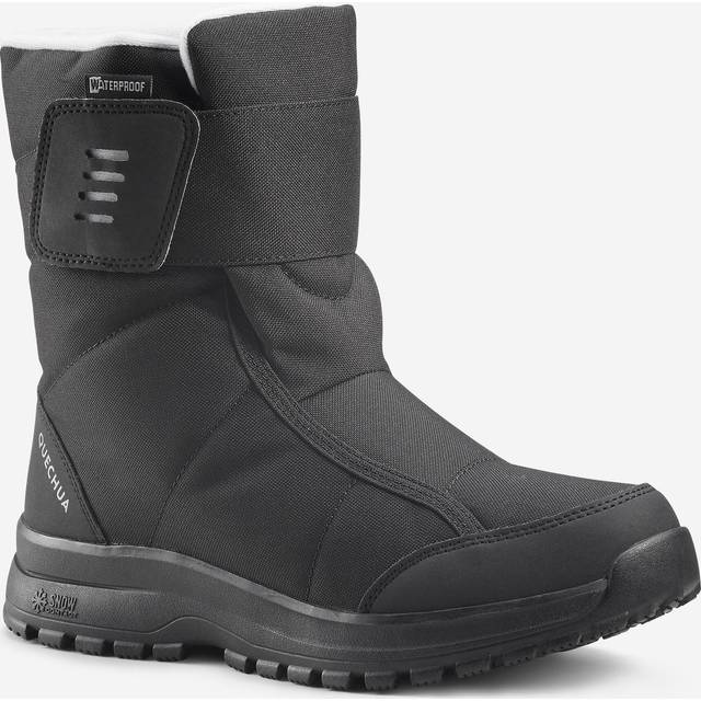 Women's Warm Waterproof Snow Hiking Boots - Sh100 Velcro - Black