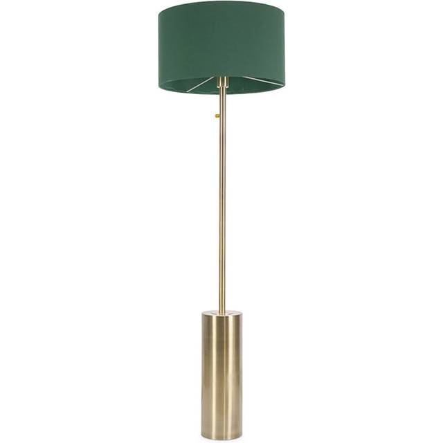 ValueLights Lexy Green Shade and Gold Dimmable Floor Lamp & Bulb