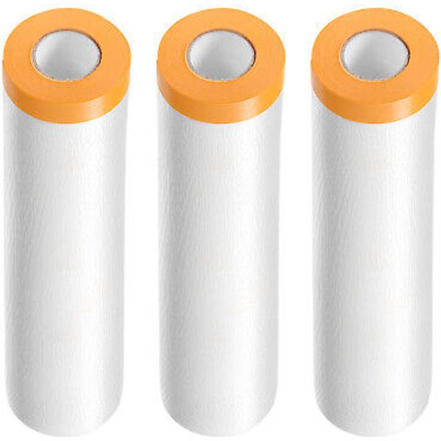 3 Rolls Pre-taped Masking Film 70.9x65.6ft Tape And Drape Plastic Drop Cloth
