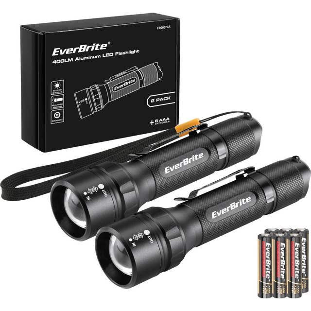 LED Torches Flashlight Super Bright 2 Pack, Small Torch Camping Lightweight, Adjustable Focus Zoomable Aluminum Torch, 4 Modes Torch Outdoor