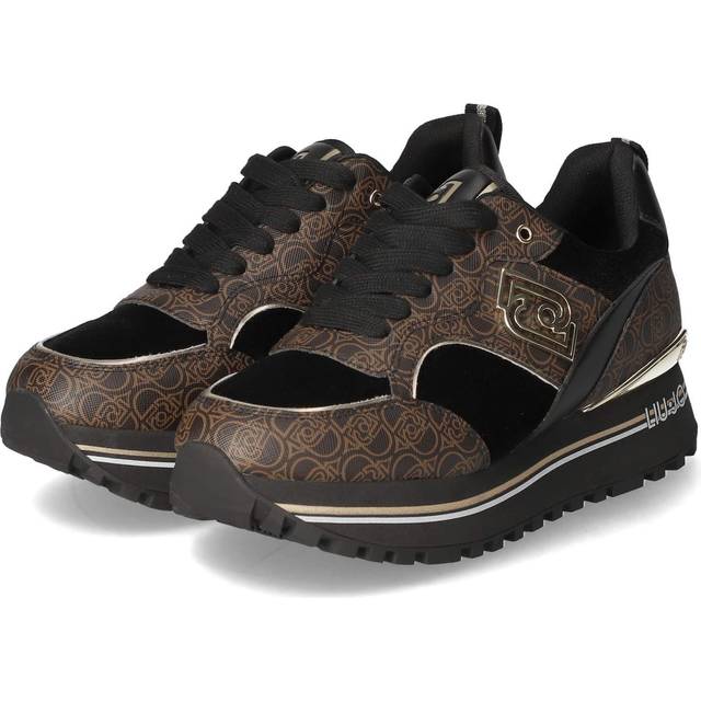 Liu Jo for woman. BF4007EX057S18A0 Maxi Wonder 73 black leather trainers (39), 3 to 5 cm, Laces, Casual