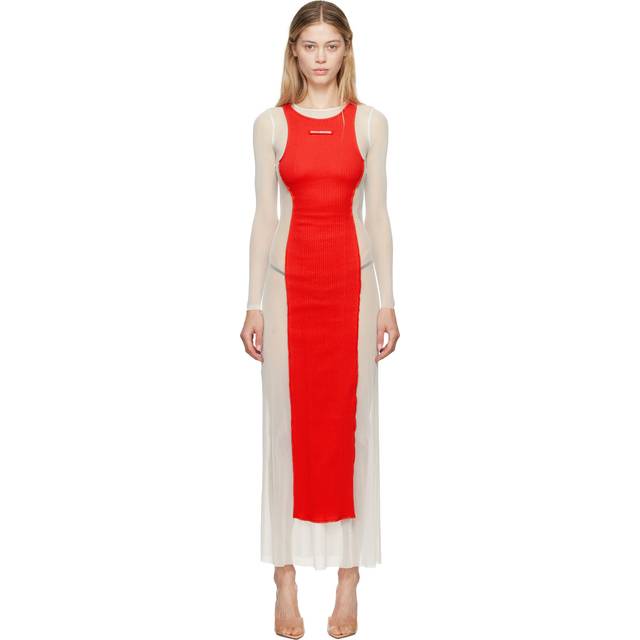 Jean Paul Gaultier White & Red 'The Long Petit Grand' Maxi Dress - 0130-White/Red - L