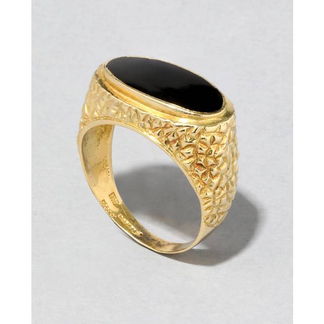 Alexis Bittar Vintage 1970S 18K Gold Handmade Onyx Signet Ring in Black Size 9.5 | Statement Jewelry from Alexis Bittar (9.5)