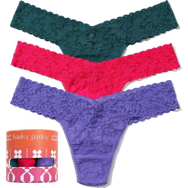 Hanky Panky Signature Stretch Lace Low Rise Thongs, Set of 3