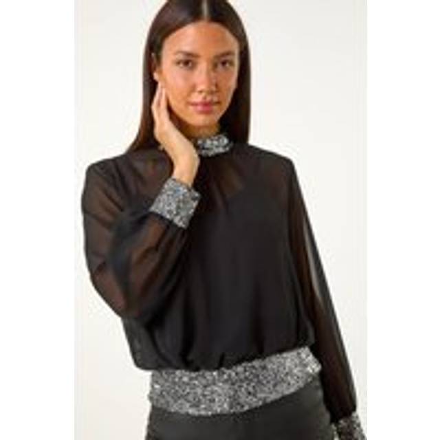 Chiffon Sequin Detail Top - Silver - 18