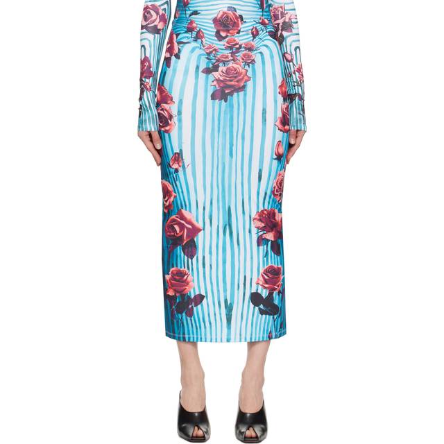 Jean Paul Gaultier Blue & Red Flower Body Morphing Maxi Skirt - 503001 Blue/Red/Whit - XXS