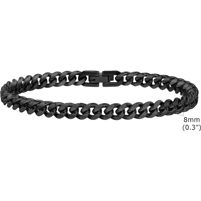 (18cm, BR-1704B-8) Stainless Steel Miami Curb Links Bold Cuban Chain Mens Bracelet