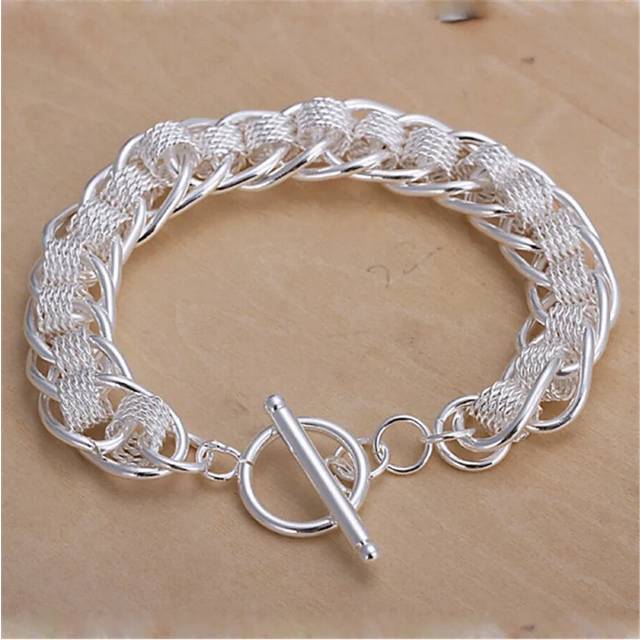 (H059) 925 Sterling Silver Exquisite Solid Chain Bracelet Fashion Charm Women Men