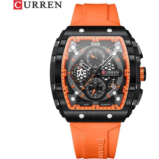 (orange, CHINA) Mens Square Quartz Wristwatch Waterproof Luminous Chronograph Watch - Orange