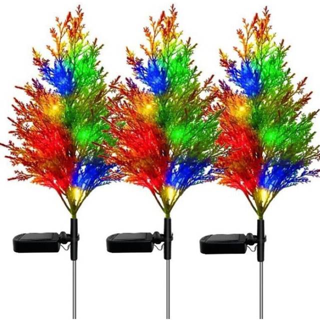 4PCS Solar Lights Outdoor Stake Pine Tree Lamps Christmas Garden Decor