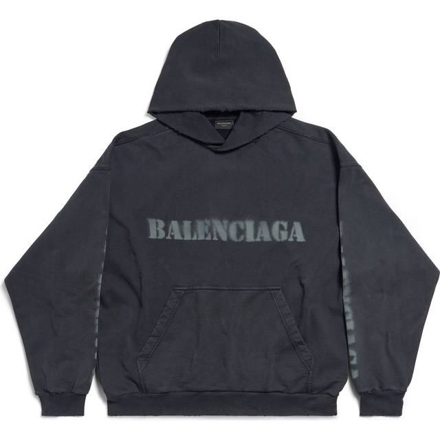 Balenciaga Stencil Type Hoodie Medium Fit - Black - Unisex - - Cotton