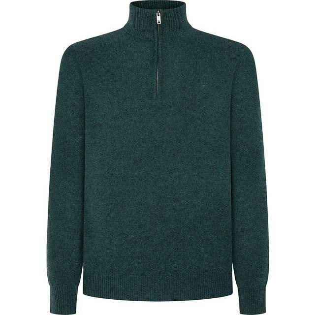 Hackett Mens Forest Night Green Lambswool Half Zip Jumper - XX-Large