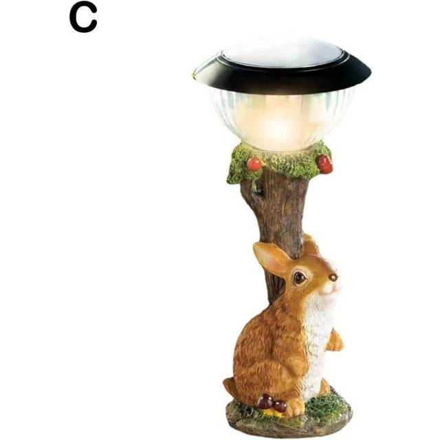 (C) Cat Dog Rabbit Creativity Solar Lamp Statue Window Animal Light Decoration