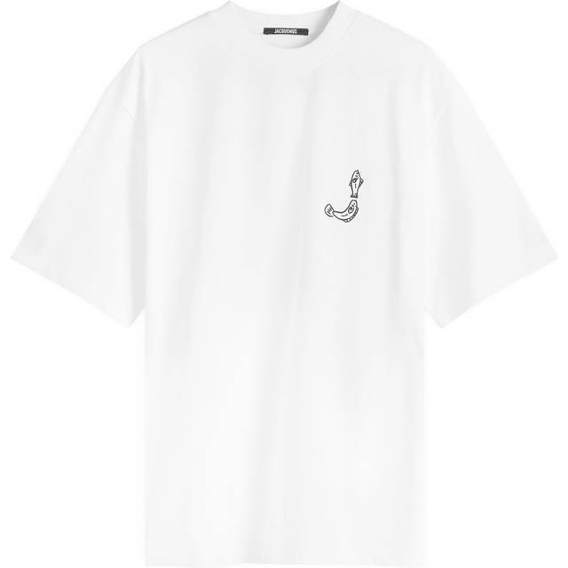 Jacquemus Mens White Logo-embroidered Relaxed-fit Cotton-jersey T-shirt L - WHITE