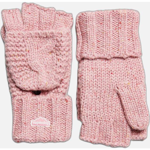 Women's twisted knit gloves Superdry - Rose - One size