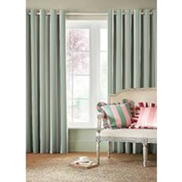 Cath Kidston Handpainted Stripe Pair of Blackout Lined Eyelet Curtains - Green
