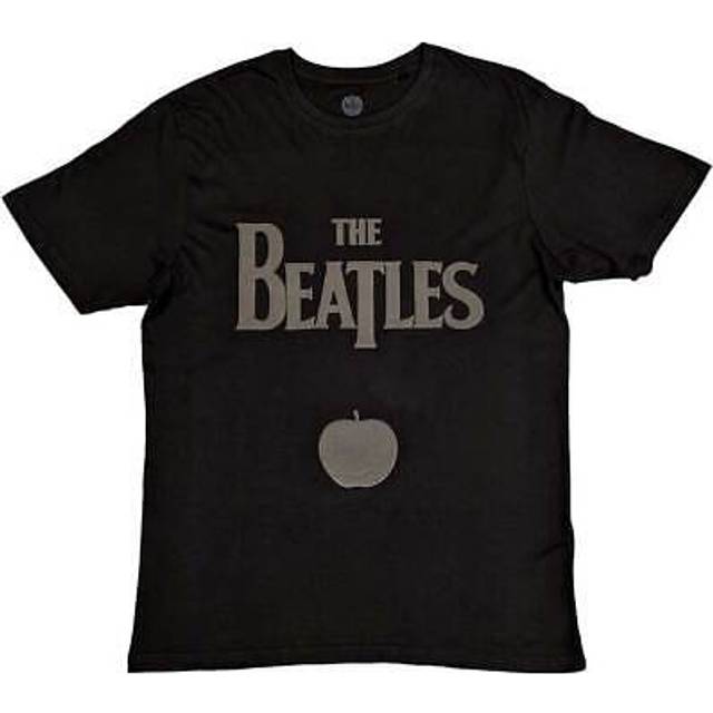 (XXL, Black) The Beatles Hi-Build Drop T Logo and Apple Black T Shirt