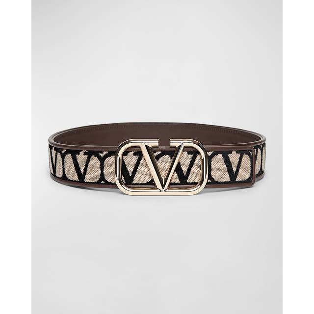 Valentino VLogo 40mm Toile Iconographe Canvas & Leather Belt