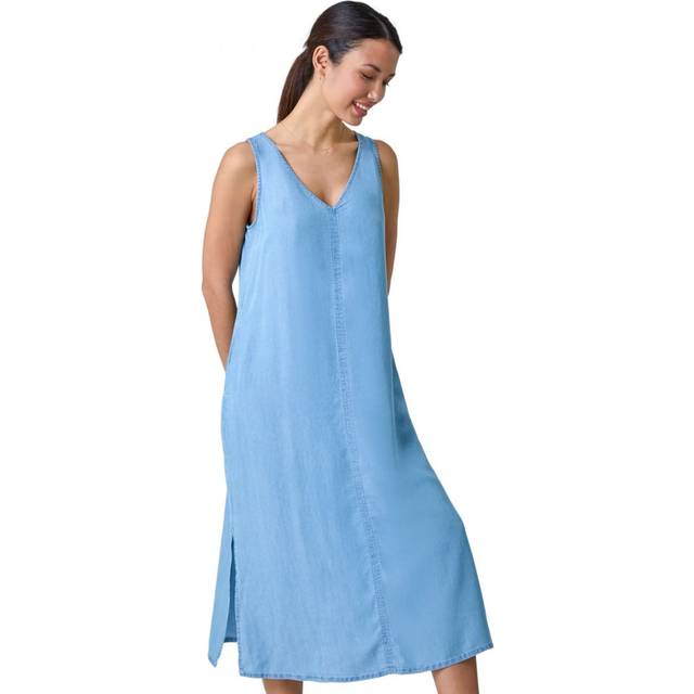 Denim a-line pocket smock dress for women uk - ladies roman