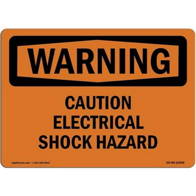 SignMission OS-WS-D-35-L-12008 Warning Caution Electrical Shock Hazard OSHA Decal Sign