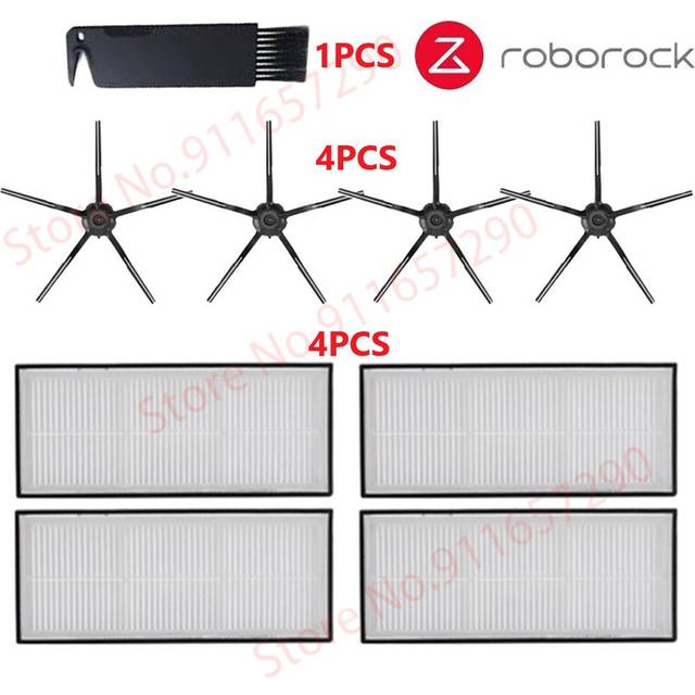 (Black 9pcs) Roborock S7 S70 S75 S7Max s7MaxV T7S Plus Main Side Brush Mops Cloths