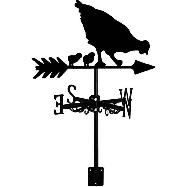 Hen and Chicks Weather Vane - Retro Hen Weathervane Silhouette - Decorative Wind Direction Indicator for Outdoor Farm