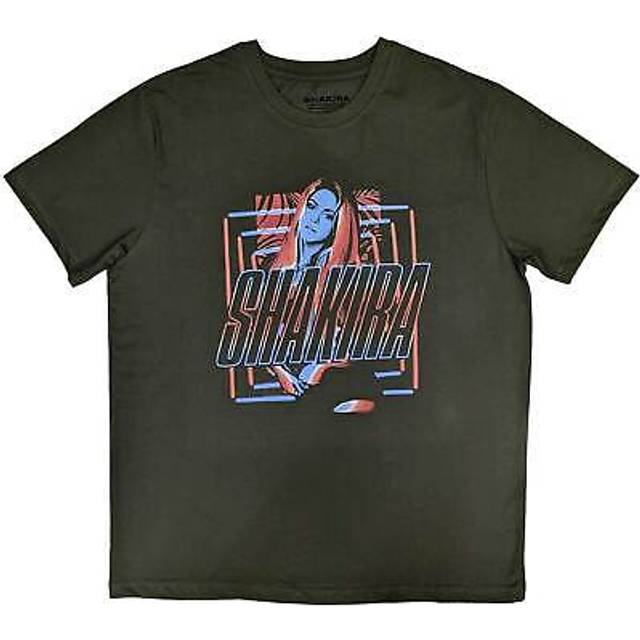 (S, Black) Shakira Squares and Logo T Shirt