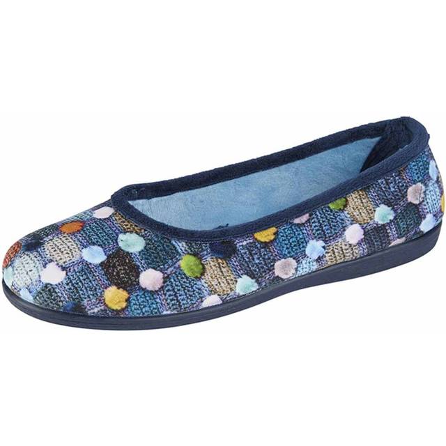 Sleepers Samira Memory Foam Slippers Womens | Slippers  | Blue/Multi  | UK Size 7