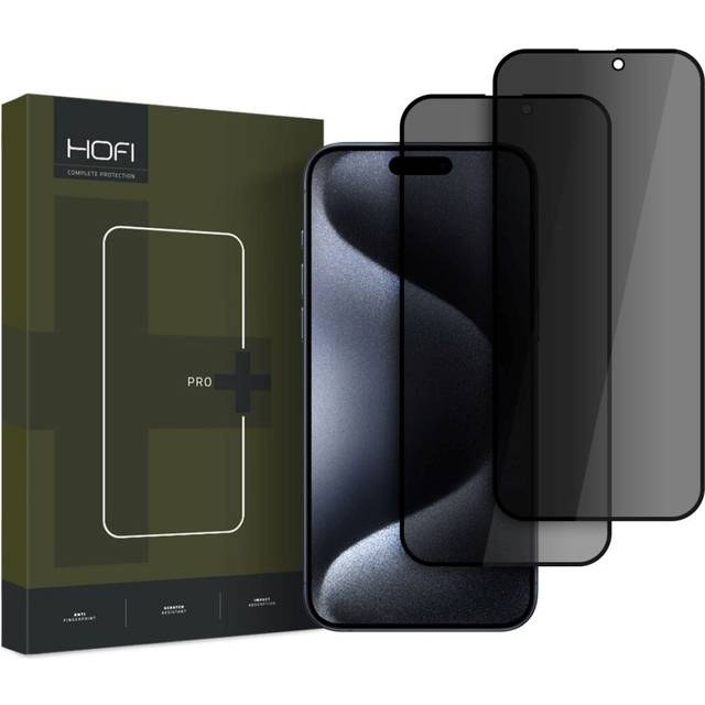 iPhone 16 Pro Hofi Anti Spy Pro+ Privacy Härdat Glas Skärmskydd - 2 St. - Svart Kant