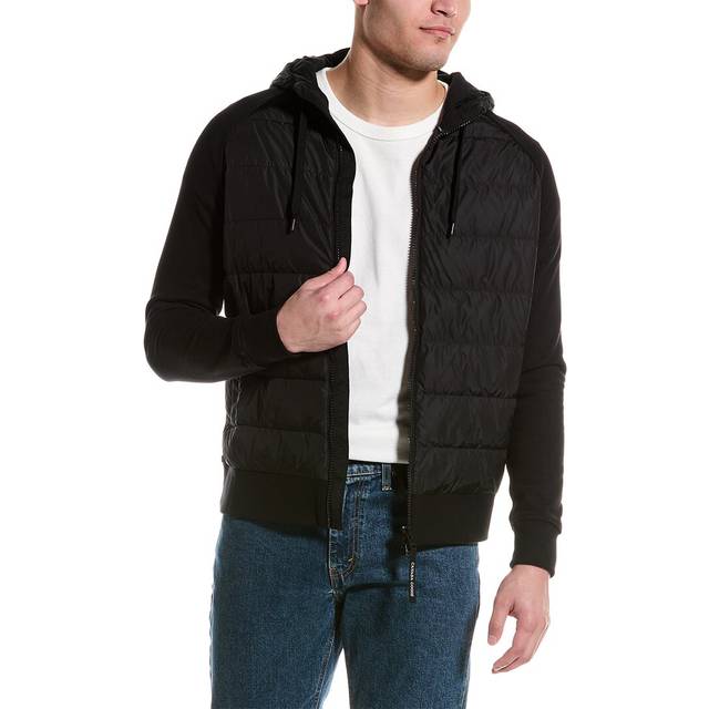 Canada Goose, Down Jackets, male, Black, M, Padded Panel Hoodie with Logo Patch