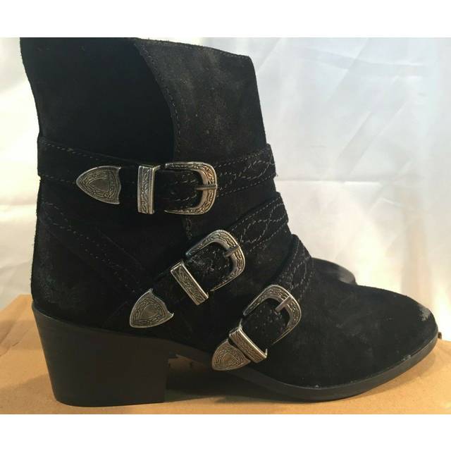 Kaporal versus, womens leather cowboy buckle boots black uk size 5 bnib