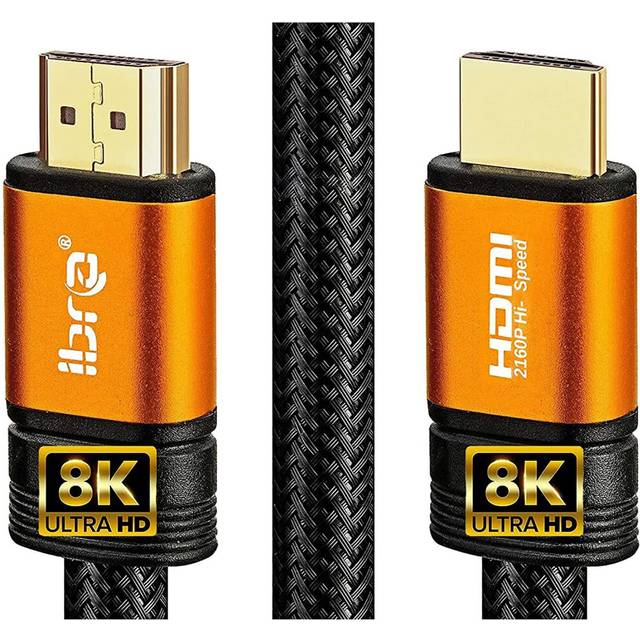 IBRA 2.1 Orange HDMI Cable 8K Ultra High-Speed 48Gbps Lead | Supports 8K@60HZ, 4K@120HZ, 4320p, Compatible with Fire TV, 3D Support, Ethernet