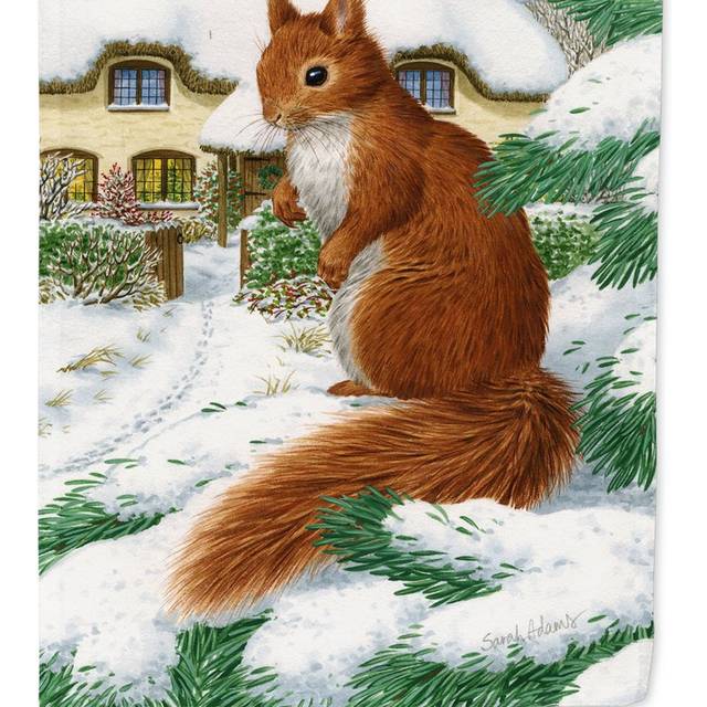 Caroline's Treasures ASA2014CHF Red Squirrel & Cottage Canvas House Size Flag  Multicolor  Large