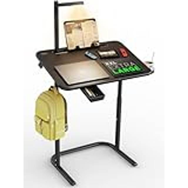 SAIJI Desk, Table, Corner Desk, Stable Work Desk, Eye-Friendly lamp, Height Adjustable, with Book Stand, drawer, backpack hook, modern style, For