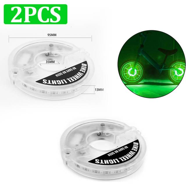 (a-Green 2PCS) 22 LED Flash Spoke Light Intelligent Induction Bicycle Wheel Light USB Rechargeable Balance Car Drum Light Tyre Tire Valve Lamp